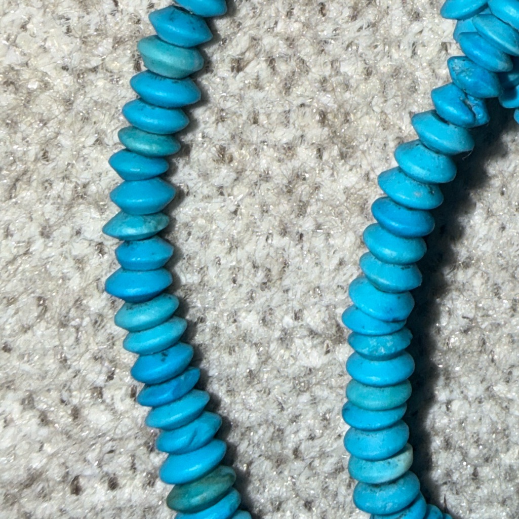 Teghut Natural Turquoise Heishi Necklace | Rare | 16”